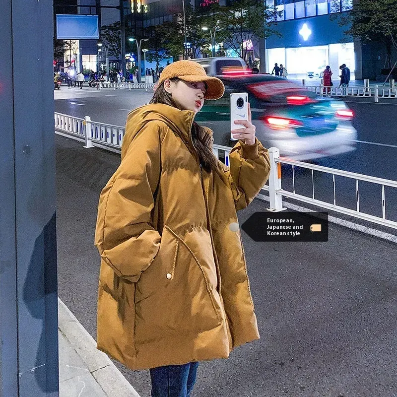 Korean Style Loose Small Bread Coat Thickened Work Clothes Cotton-padded Coat - Ginger Yellow X19