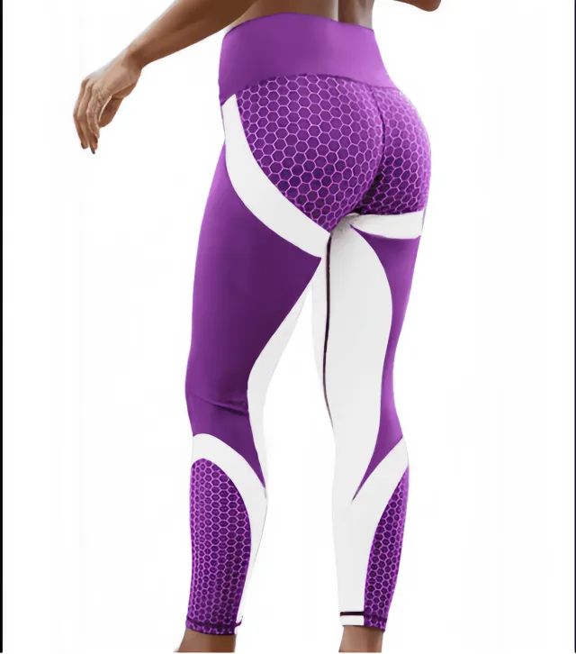 Contrasting Digital Print Leggings Light Purple White - Shop at LoveMi