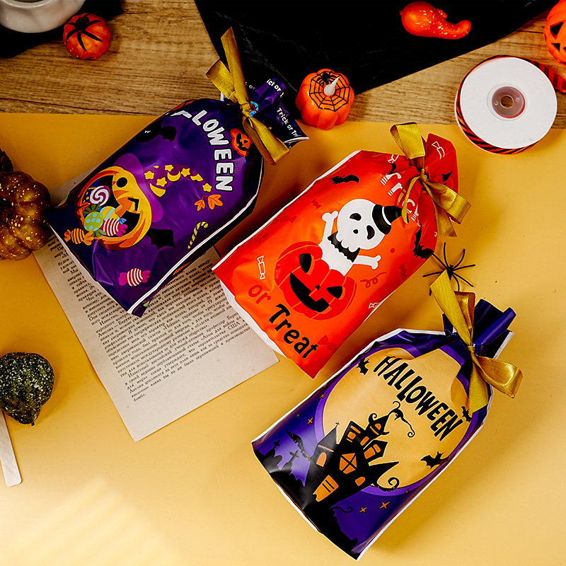 Halloween Pumpkin Snack Bag Party Candy Bag (Ghost-15X23CM)