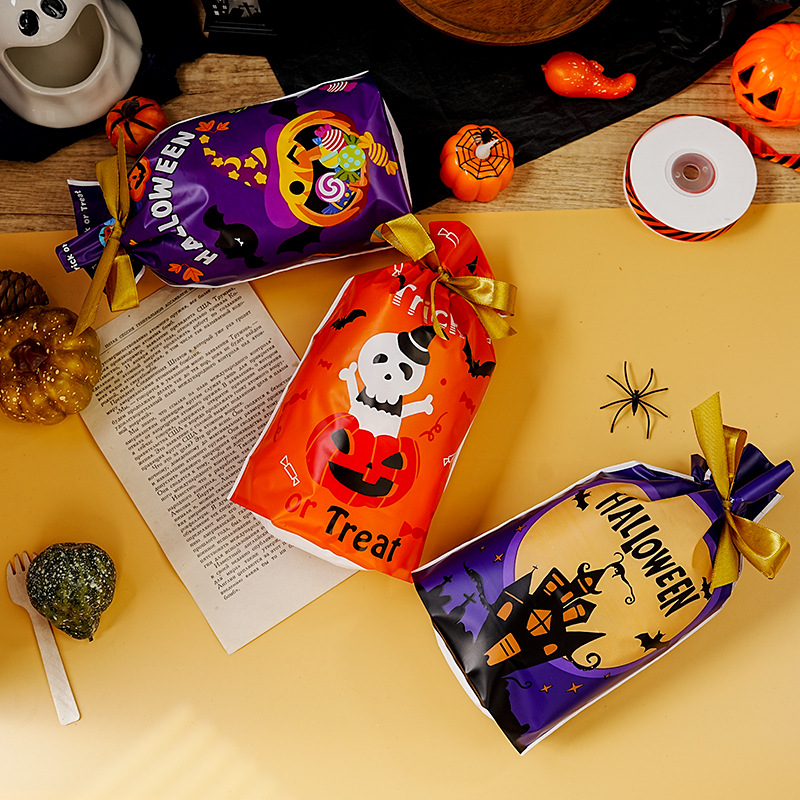 Halloween Pumpkin Snack Bag Party Candy Bag (Ghost-15X23CM)