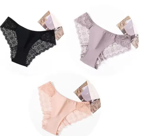 Exquisite Embroidery Gorgeous Transparent Pure Desire Low Waist Panties - Black Skin Little Purple
