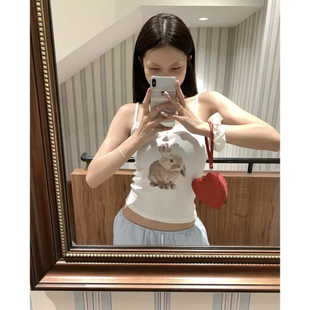 Women's Lace Lace up Casual Rabbit Vest Top White - Shop at LoveMi