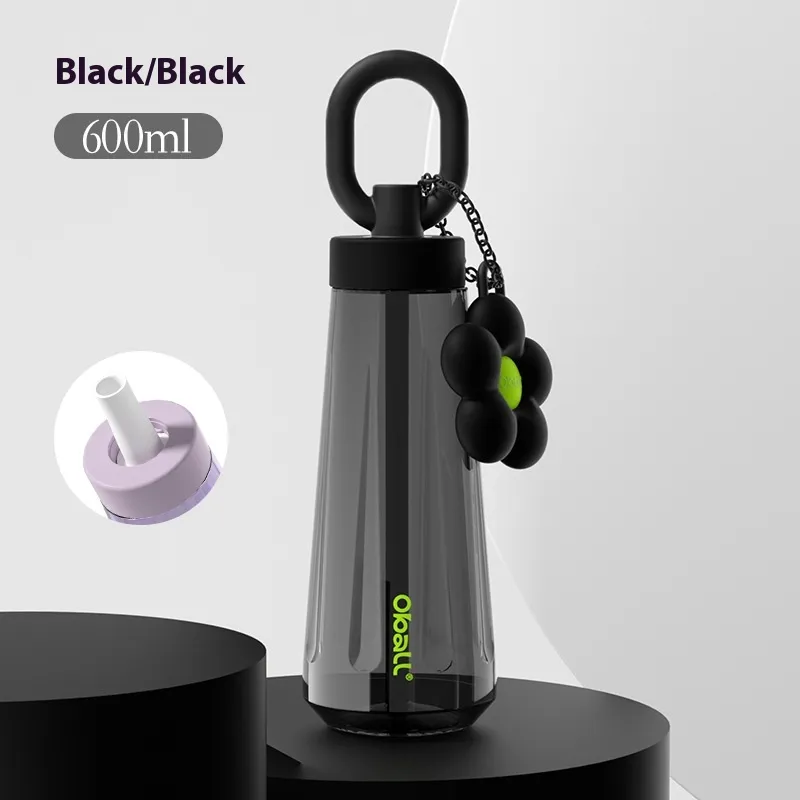 Plastic Water Cup Summer Good-looking Tritan Cup With Straw - Black