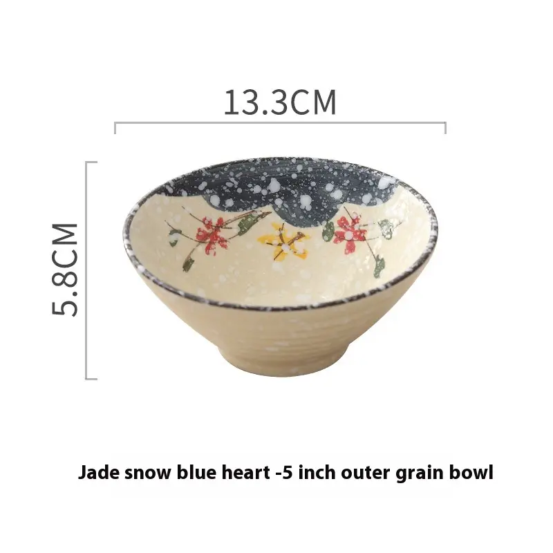 Japanese Style Underglaze Porcelain Hand Painted Trumpet Bowl Big Bowl