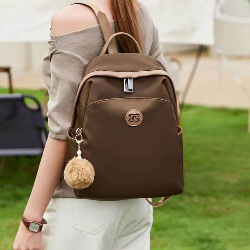 Women's Travel Oxford Cloth Lightweight Backpack - Brown