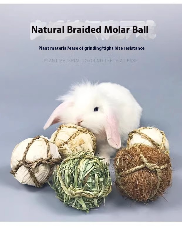 Title 1, Rabbit Gnawing Molar Toy Hand-knitted Straw Ball