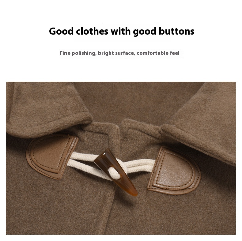 Title 3, Horn Button Woolen Cashmere Trench Coat