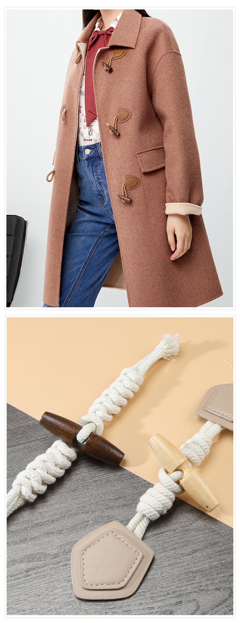 Title 5, Horn Button Woolen Cashmere Trench Coat