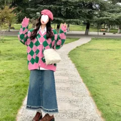 Autumn And Winter Salt Girl's Age-reducing Knitted Cardigan Skirt Two-piece Set - Suit - View 1