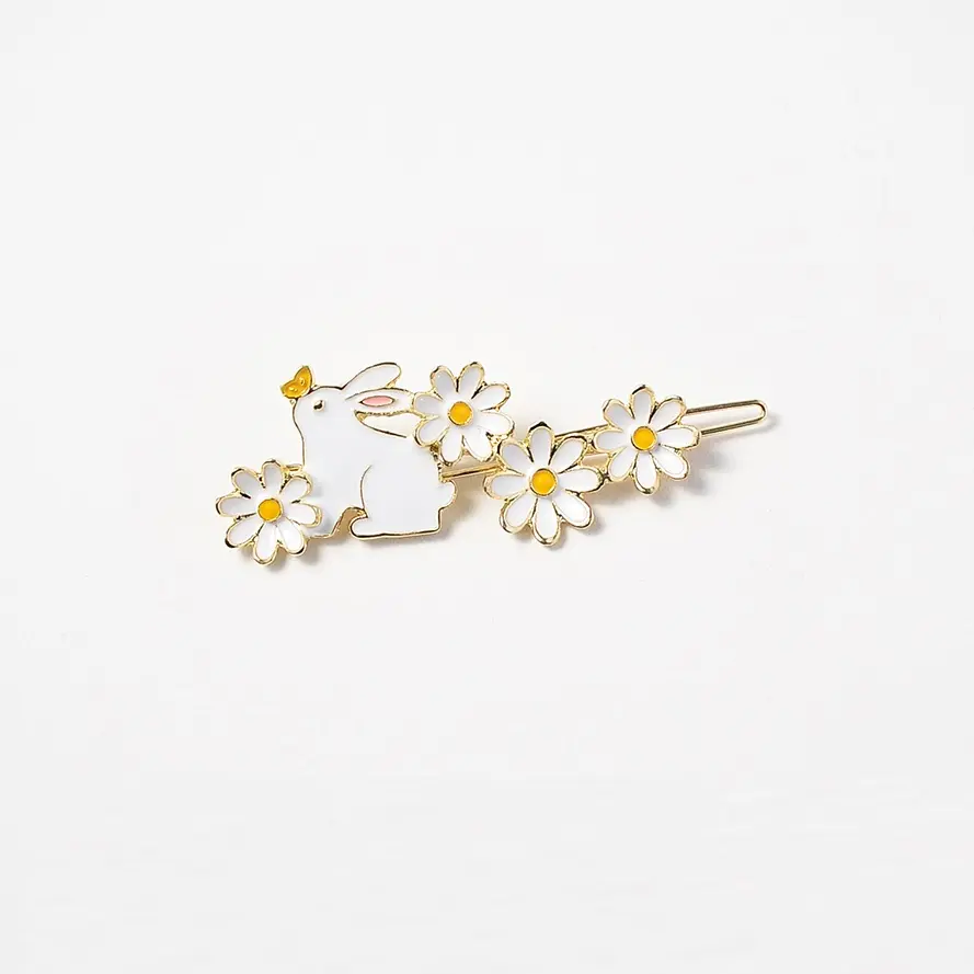 Sweet Girl Cute Side Clip Rabbit Flower