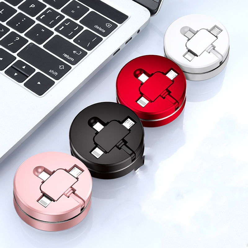 Data Cable Three-in-one Super Fast Charge 5A Telescopic Charging Cable One-to-three Portable Charger