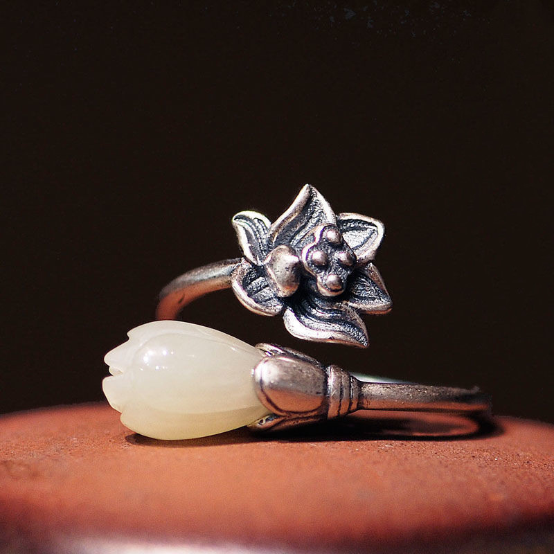 Orchid White Jade Ring