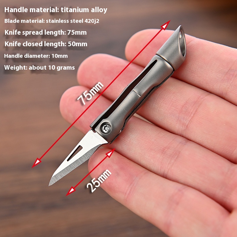 Title 1, Mini-portable Folding Knife With Bamboo Keychain