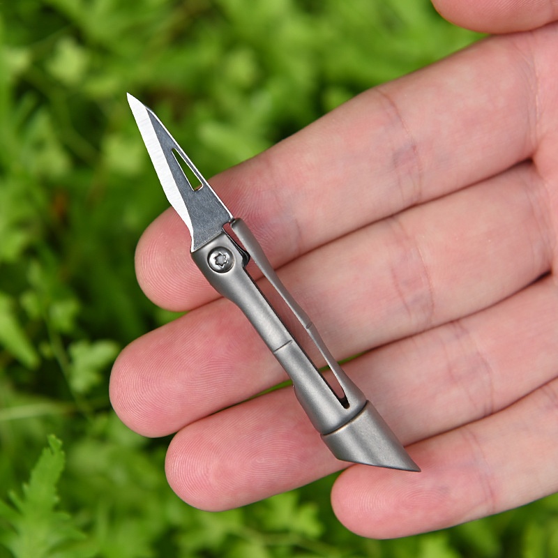 Title 6, Mini-portable Folding Knife With Bamboo Keychain