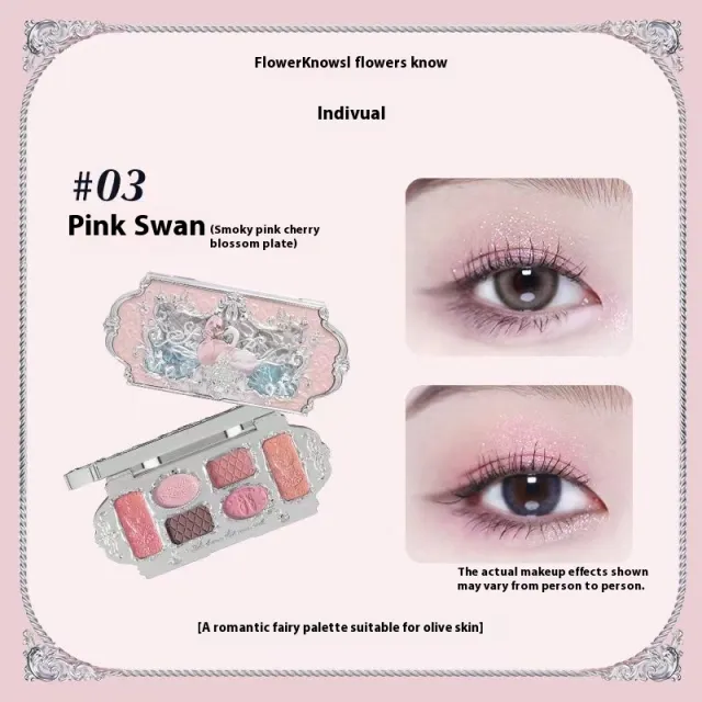 Matte Thin And Glittering Pearlescent New Six Color Eyeshadow Palette 03 Pink Swan - Shop at LoveMi