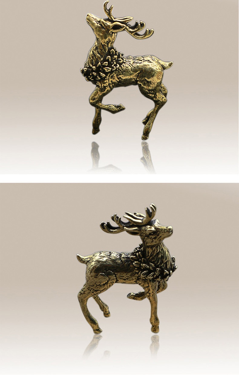 Title 2, Solid Copper Pair Sika Deer Small Decoration Or...