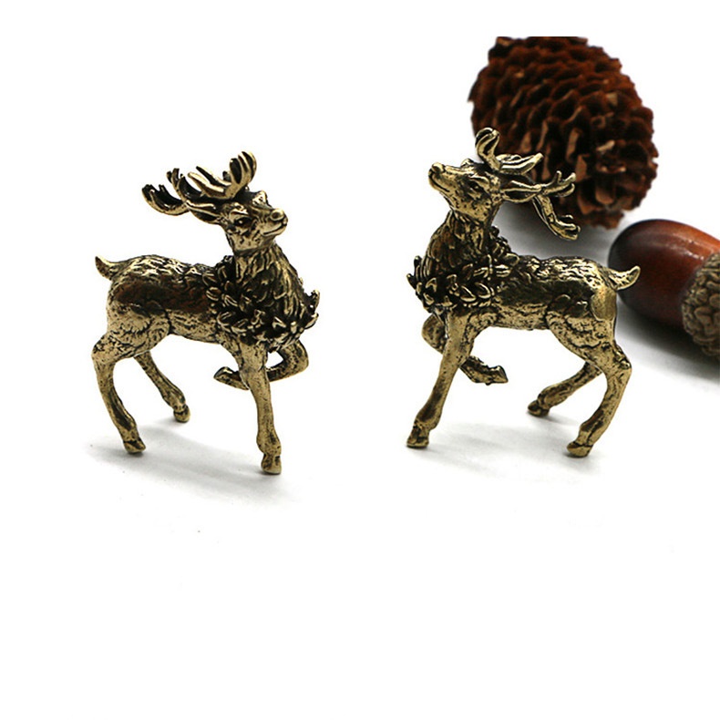 Title 4, Solid Copper Pair Sika Deer Small Decoration Or...