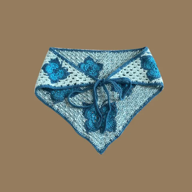 Blue Butterfly Hollow Crochet Triangular Binder Blue - Shop at LoveMi