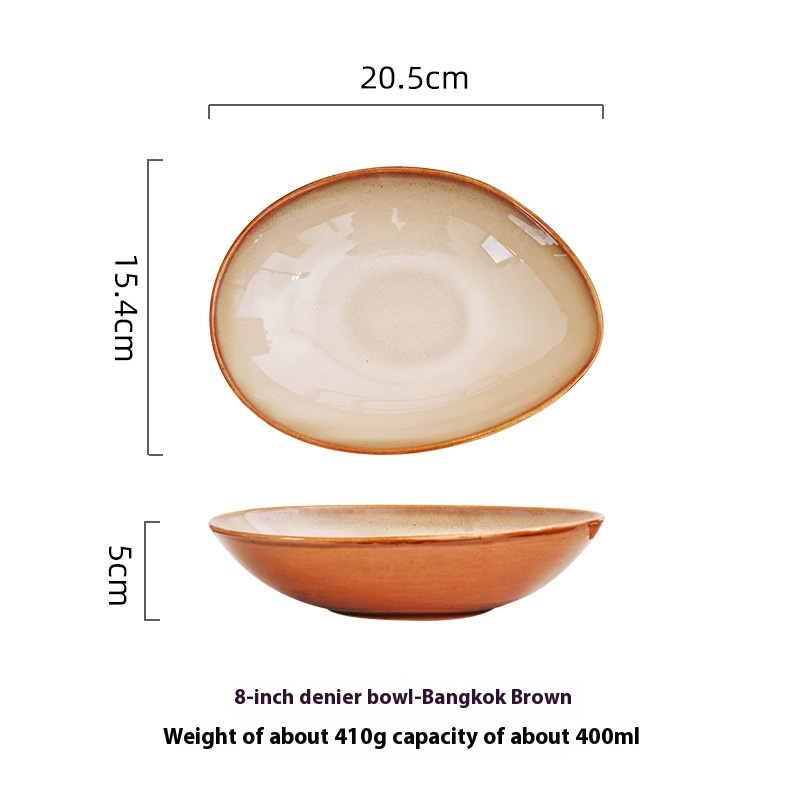 Title 1, Creative Ceramic Irregular Bowl Glaze Kiln Retr...