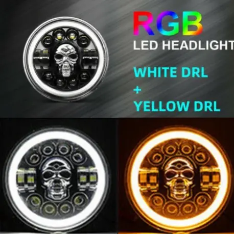 7-inch Off-road Modification Skull Head Far And Near Turn Light