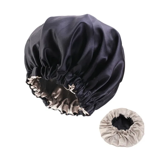 No Plus sized Elastic Wide brimmed Double layer Satin Bandeau Hat Black - Shop at LoveMi