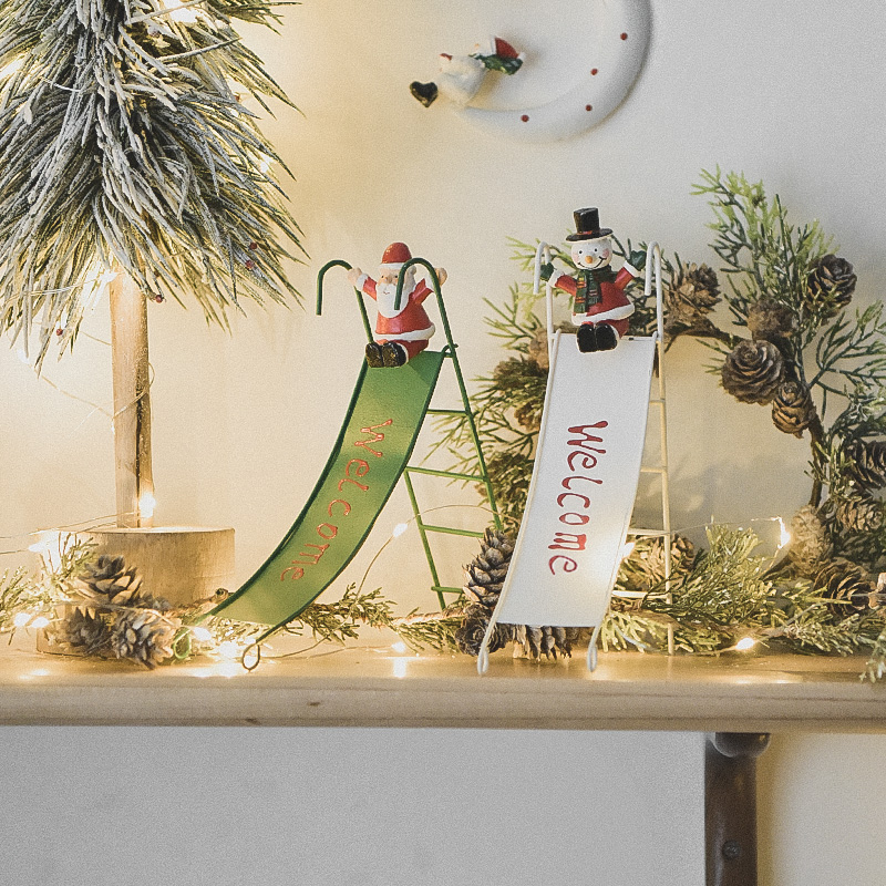 Cute Christmas Iron Slide Ornaments Show Window Decorations
