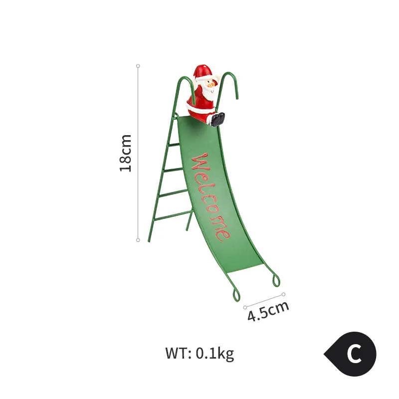 Cute Christmas Iron Slide Ornaments Show Window Decorations - C Green Slide For The Elderly