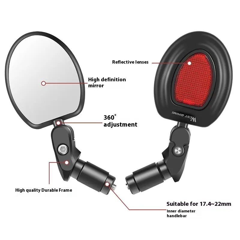 WEST BIKING Bicycle Rearview Mirror Mountain Bike Road Bike Folding Rearview Mirror Reflector