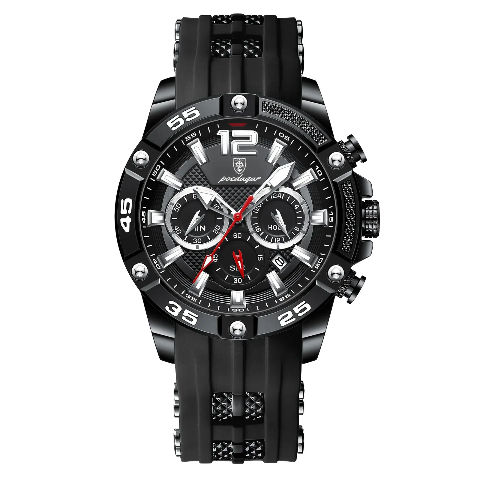 Multifunctional Men's Watch Silicone Band Quartz Wrist