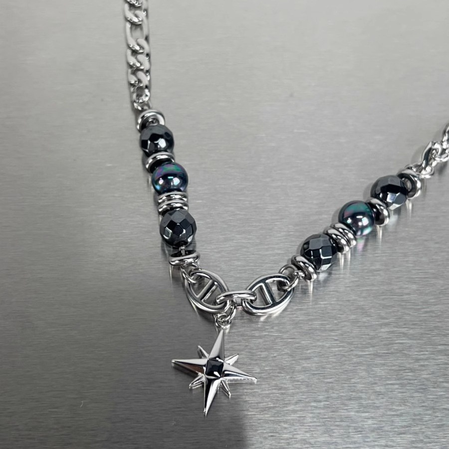 Simple All-match Eight Awn Star Necklace For Men Titanium Steel No Fading