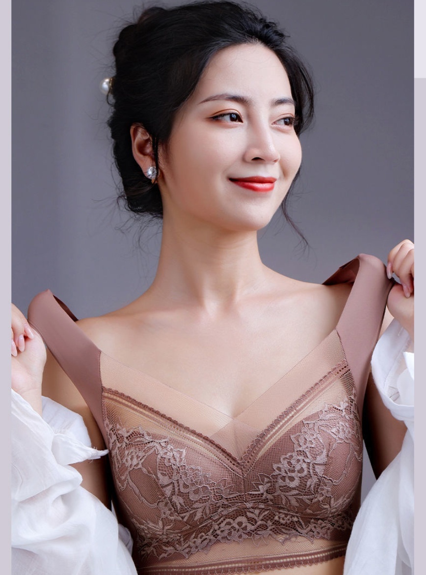 Title 1, Ice Silk Lace Thin Seamless Back Shaping Bra