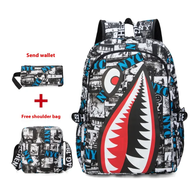 Personalized Patterns Printed Lightweight Casual Bag Simple Backpack Nycthree Piece Set - Shop at LoveMi