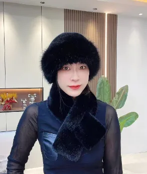 Suit Winter Scarf Mongolian Cap Plush Hat Women's Thickened Black - Shop at LoveMi