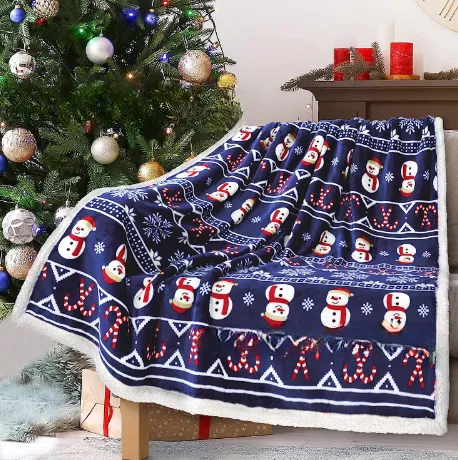 Christmas Printing Double Layer Thickened Fleece Cover Blanket Style2 - Shop at LoveMi