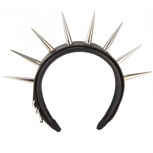 Handmade Rivet Leather Ring Punk Nail Headband Hair Accessory Black - Shop at LoveMi