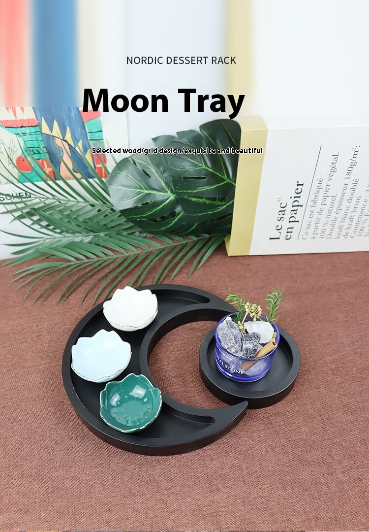 Title 1, Wooden Desktop Retro Moon Tray Household Fruit ...