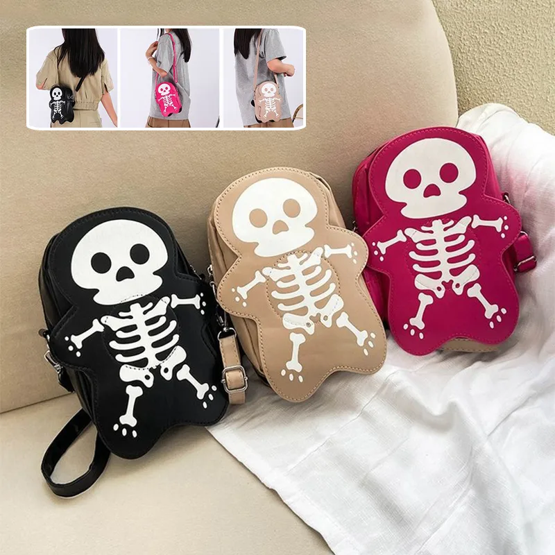 Halloween Skull Shoulder Bag Y2K Fashion Funny Cute Messenger