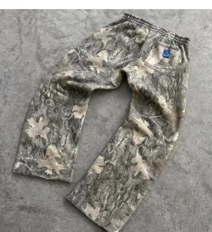 Distressed Camouflage Leisure Washed-out Straight Cargo Trousers - Camouflage
