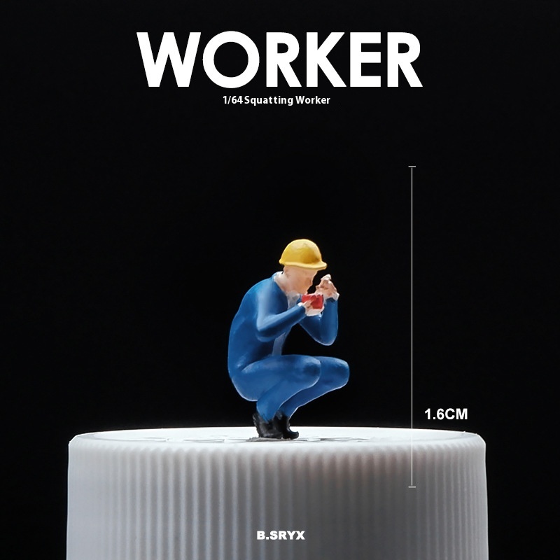 Squatting Worker Blue