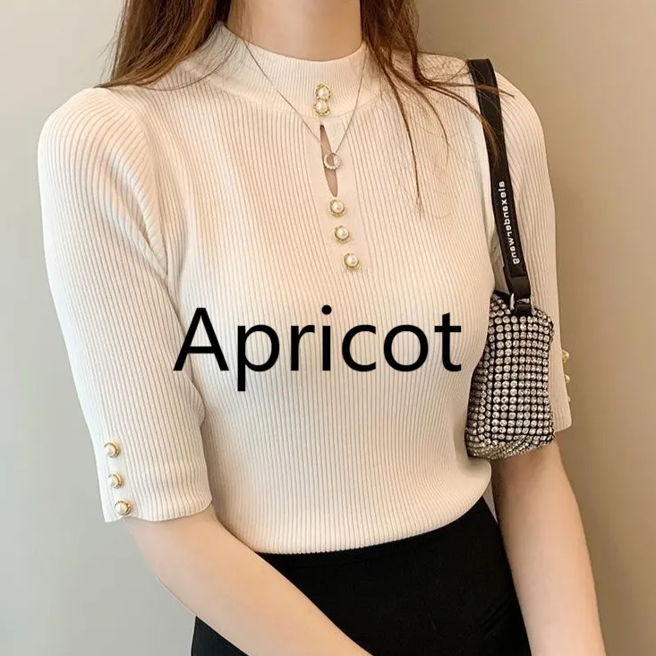 Thin Half-sleeve Knitted Jacket For Niche Wear - Apricot