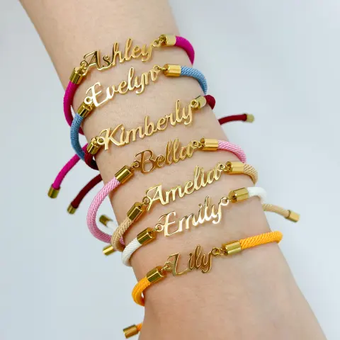 Personalized Colorful Rope Chain Custom Name Bracelet Adjustable Jewelry