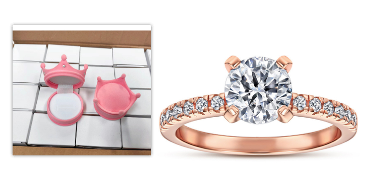 Rose gold ring pink box