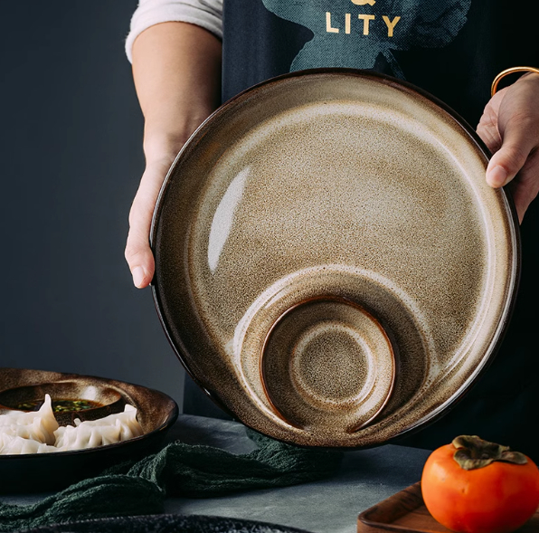 Title 6, Japanese-style Ceramic Dumpling Plate With Vine...