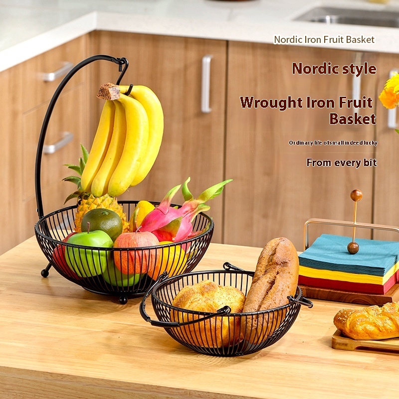 Title 2, Nordic Portable Fruit Basket Double-layer Snack...