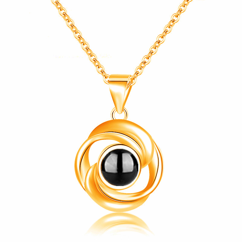 Sterling Silver Rose Necklace Female One Hundred Languages I Love You