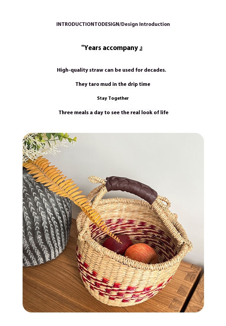 Title 6, Colorful Straw Woven Storage Basket Artificial ...