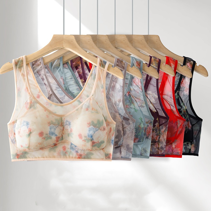 Women's Middle-aged And Elderly Vest Plus Size Comfort Mesh Wireless Bra