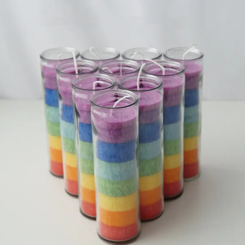 Colorful Cylindrical Colorful Long Brush Holder Wax Glass Bottle Lighting Wax