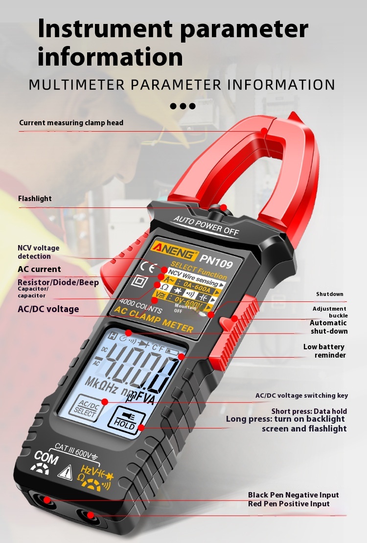 Title 4, Clamp Voltmeter Digital Multimeter Electrician ...