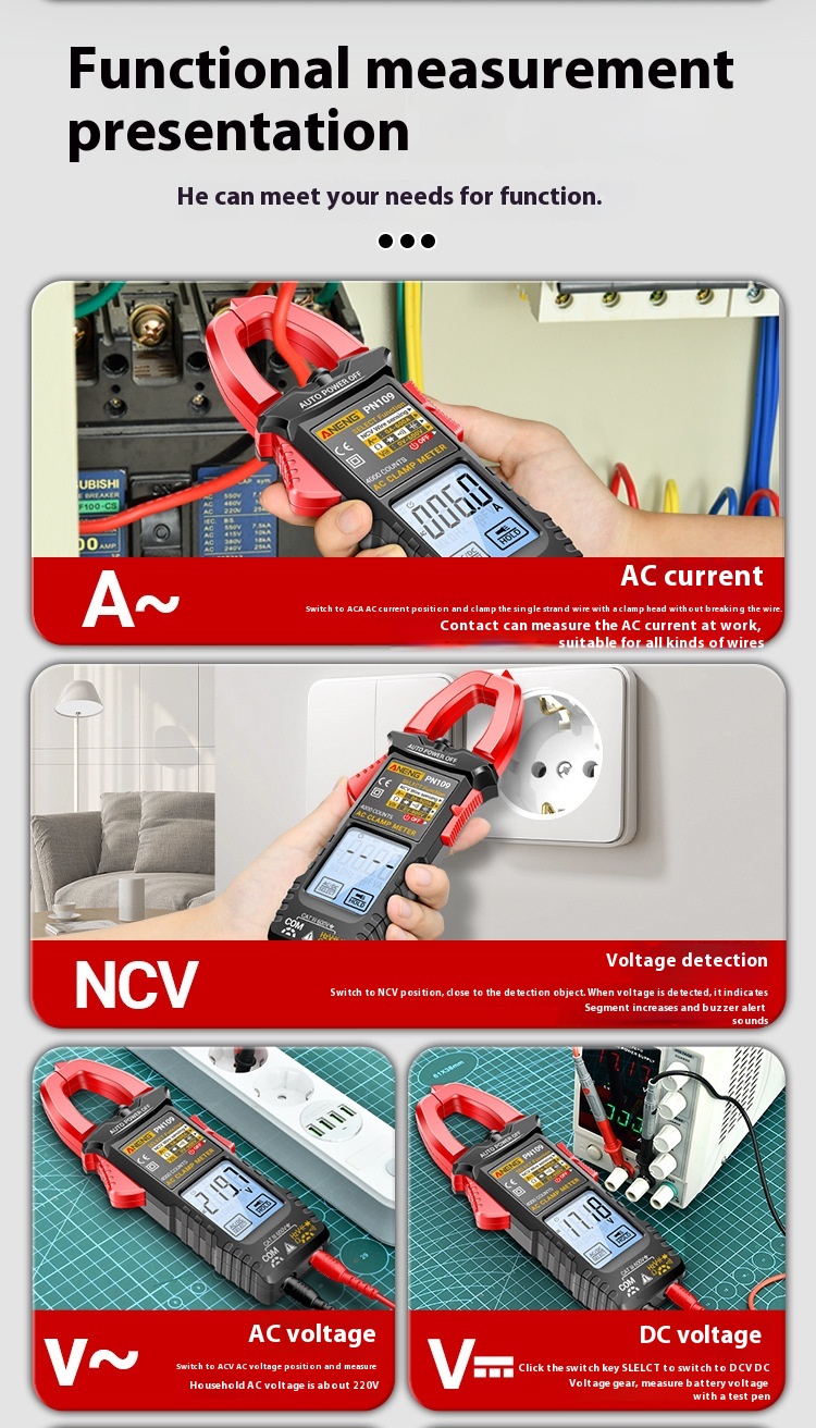 Title 9, Clamp Voltmeter Digital Multimeter Electrician ...